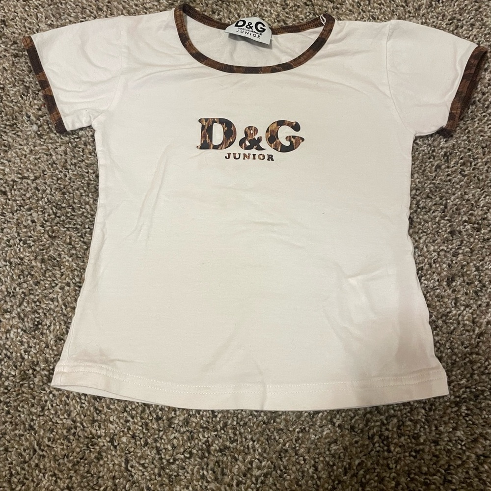 D&G White and Brown Short Sleeve Tee